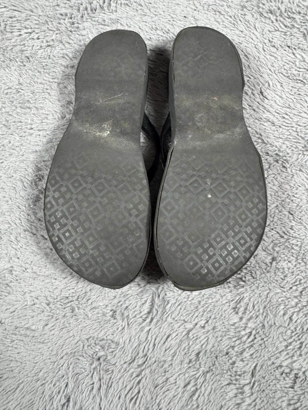 Tory Burch Flip Flop Sandals Women's Size 8 Black Logo Wedge Platform Thong